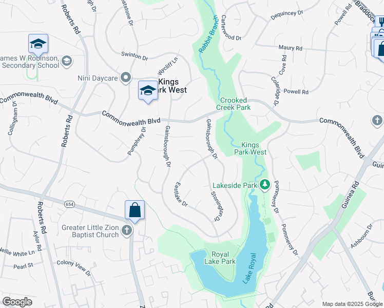 map of restaurants, bars, coffee shops, grocery stores, and more near 5212 Stonington Drive in Fairfax