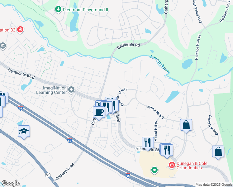 map of restaurants, bars, coffee shops, grocery stores, and more near 14008 Breeders Cup Drive in Gainesville