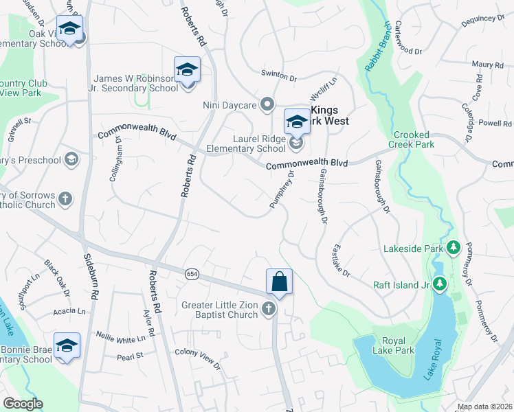 map of restaurants, bars, coffee shops, grocery stores, and more near 5225 Tooley Court in Fairfax