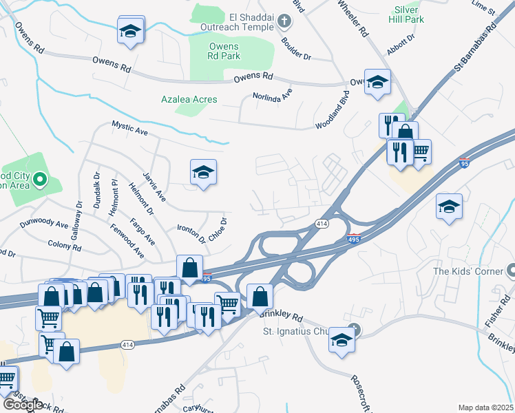 map of restaurants, bars, coffee shops, grocery stores, and more near 2040 Alice Avenue in Oxon Hill