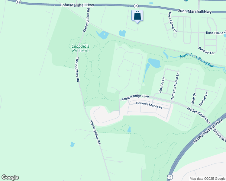 map of restaurants, bars, coffee shops, grocery stores, and more near 16149 Jordan Crest Court in Haymarket