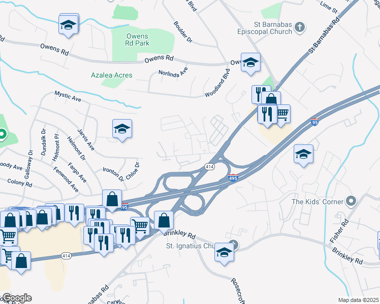 map of restaurants, bars, coffee shops, grocery stores, and more near 2110 Alice Avenue in Oxon Hill