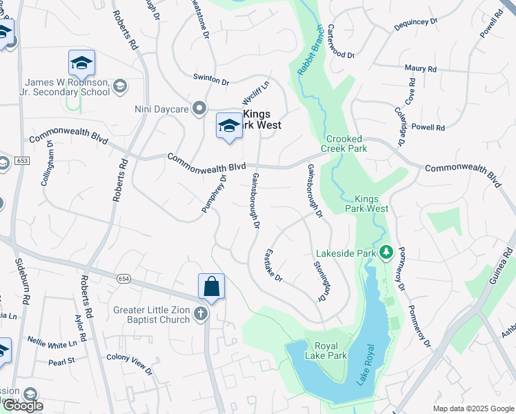 map of restaurants, bars, coffee shops, grocery stores, and more near 5123 Gainsborough Drive in Fairfax