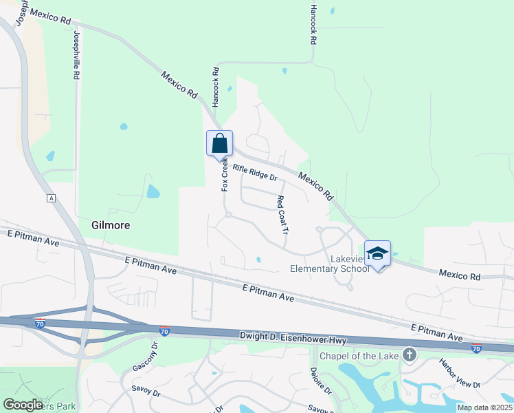 map of restaurants, bars, coffee shops, grocery stores, and more near 704 Rabbit Run Drive in O'Fallon