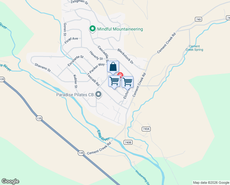 map of restaurants, bars, coffee shops, grocery stores, and more near 2-28 Gillaspey Ave in Crested Butte