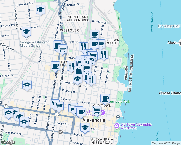 map of restaurants, bars, coffee shops, grocery stores, and more near 101 Independence Avenue Southeast in Washington