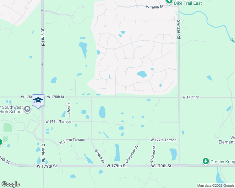 map of restaurants, bars, coffee shops, grocery stores, and more near 17630 Bluejacket Street in Olathe