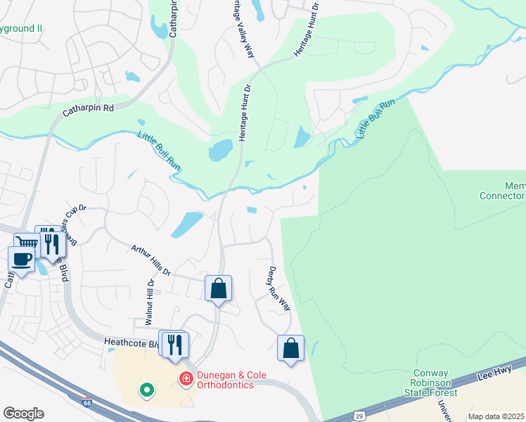 map of restaurants, bars, coffee shops, grocery stores, and more near 13566 Ryton Ridge Lane in Gainesville