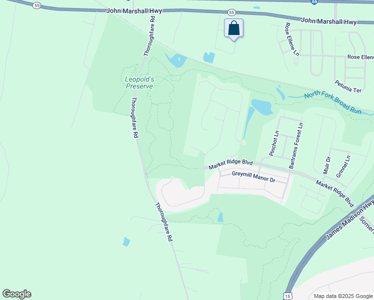 map of restaurants, bars, coffee shops, grocery stores, and more near 16157 Jordan Crest Court in Haymarket