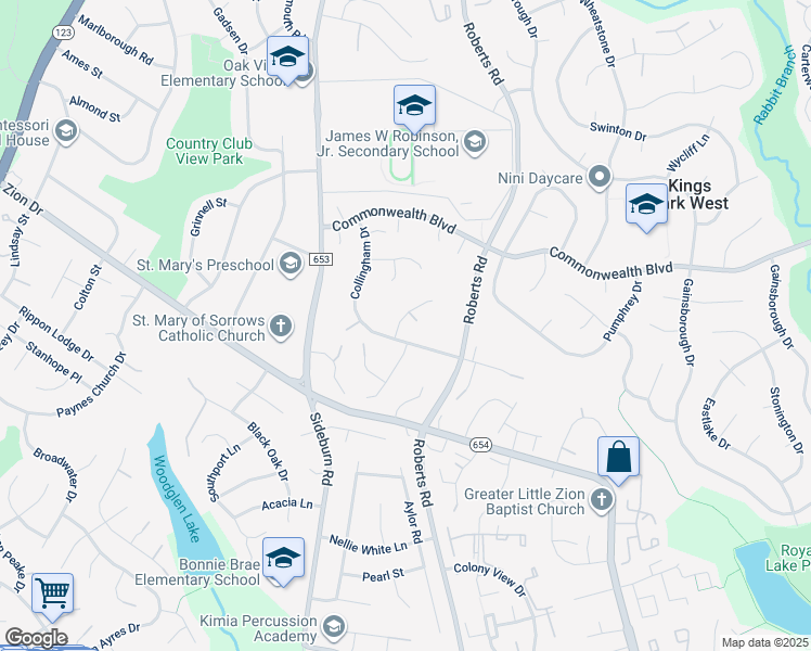 map of restaurants, bars, coffee shops, grocery stores, and more near 5239 Nottinghill Lane in Fairfax