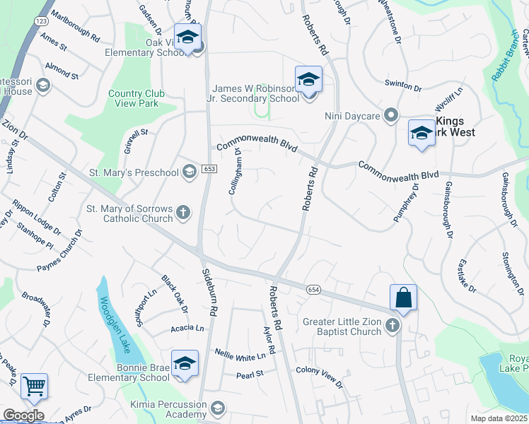 map of restaurants, bars, coffee shops, grocery stores, and more near 5239 Nottinghill Lane in Fairfax