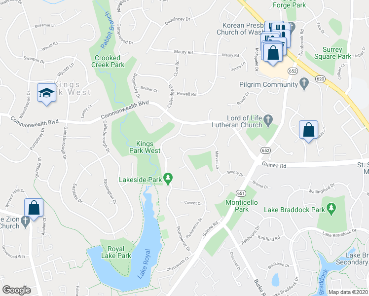 map of restaurants, bars, coffee shops, grocery stores, and more near 5126 Richardson Drive in Fairfax