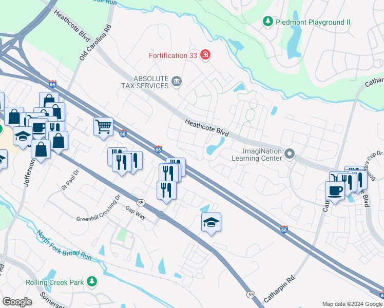 map of restaurants, bars, coffee shops, grocery stores, and more near 6796 Hampton Bay Lane in Gainesville