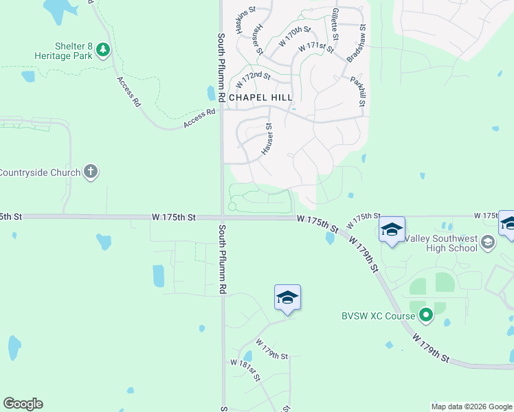 map of restaurants, bars, coffee shops, grocery stores, and more near 13304 West 175th Street in Overland Park