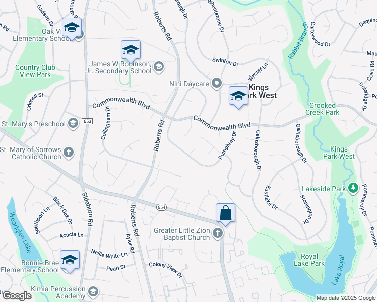 map of restaurants, bars, coffee shops, grocery stores, and more near 5240 Harrowby Court in Fairfax