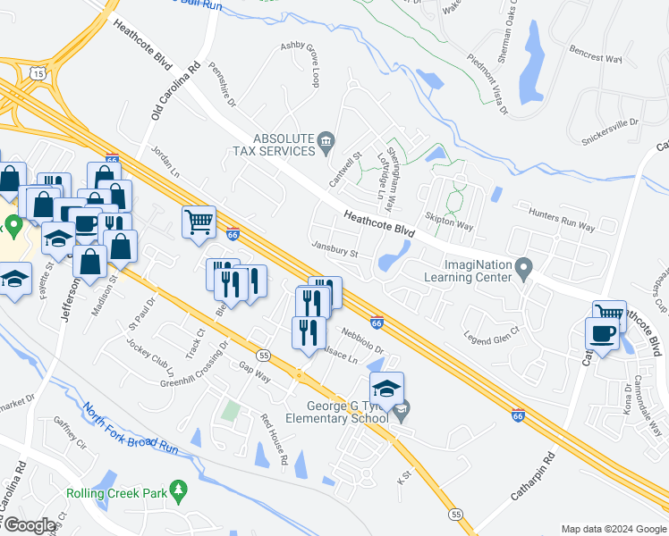 map of restaurants, bars, coffee shops, grocery stores, and more near 6823 Hampton Bay Lane in Gainesville