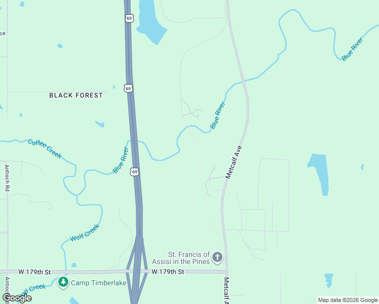 map of restaurants, bars, coffee shops, grocery stores, and more near 17500 Metcalf Place in Stilwell