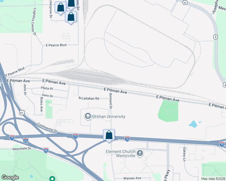 map of restaurants, bars, coffee shops, grocery stores, and more near 1601 East Pitman Avenue in Wentzville