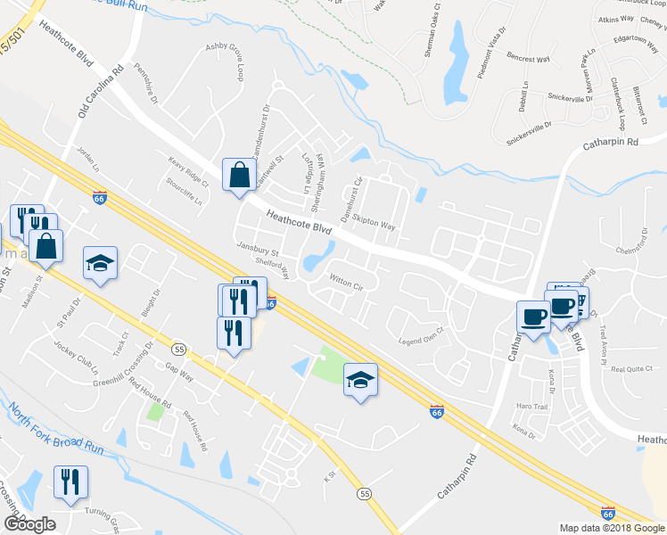 map of restaurants, bars, coffee shops, grocery stores, and more near 6804 Witton Circle in Gainesville