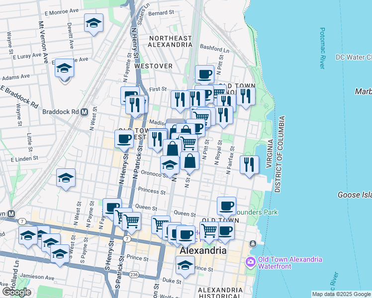 map of restaurants, bars, coffee shops, grocery stores, and more near 101 Independence Avenue Southeast in Washington