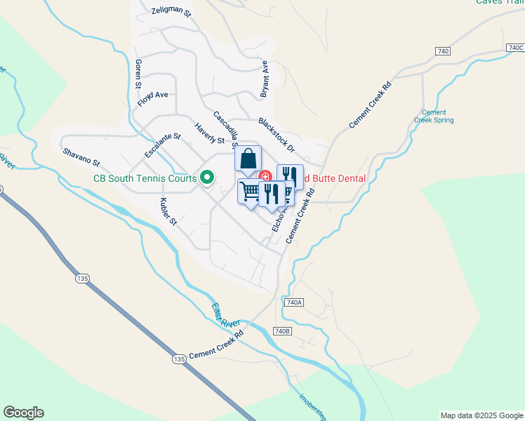 map of restaurants, bars, coffee shops, grocery stores, and more near 2-28 Gillaspey Ave in Crested Butte