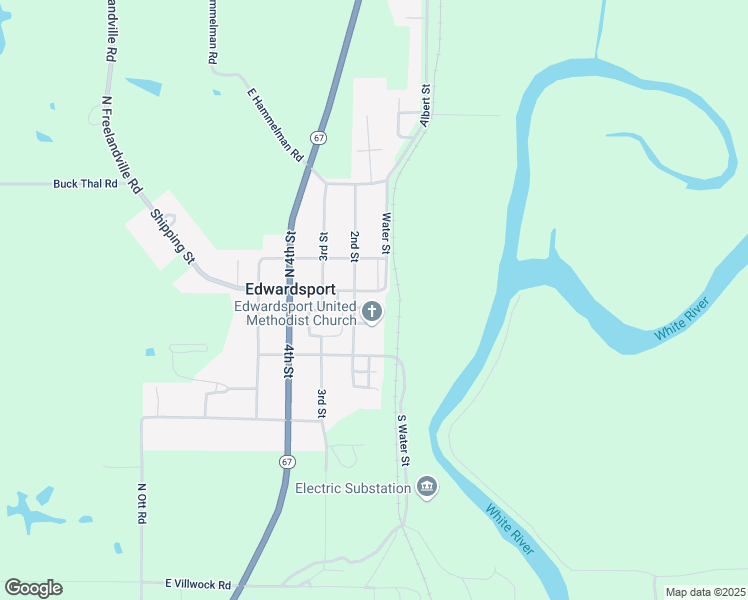 map of restaurants, bars, coffee shops, grocery stores, and more near 207 Shipping Street in Edwardsport