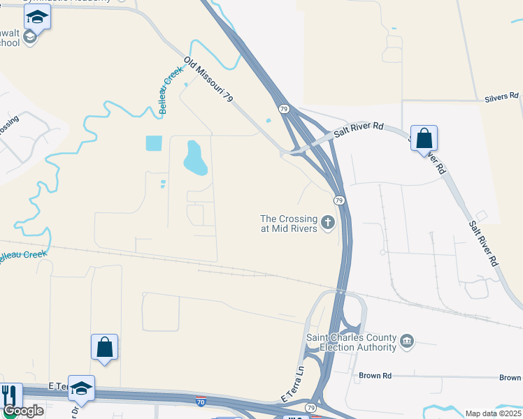 map of restaurants, bars, coffee shops, grocery stores, and more near 475 Pearl Dr in St Peters