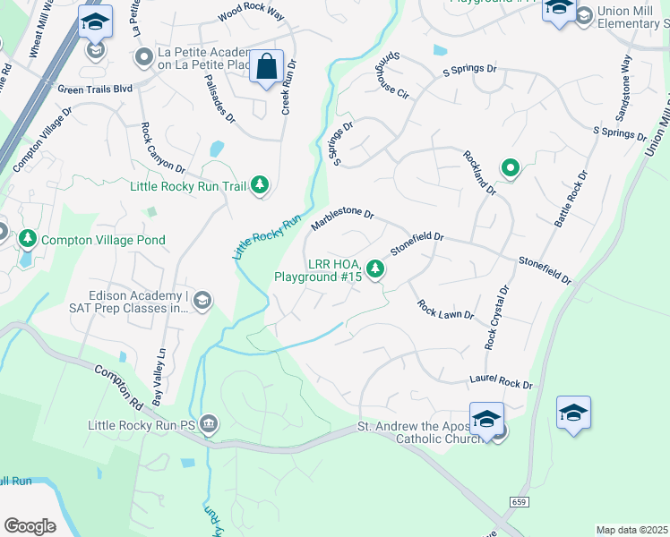 map of restaurants, bars, coffee shops, grocery stores, and more near 13906 Stonefield Lane in Clifton
