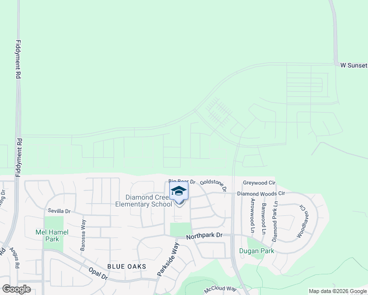 map of restaurants, bars, coffee shops, grocery stores, and more near 3209 Big Bear Drive in Roseville