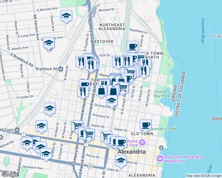 map of restaurants, bars, coffee shops, grocery stores, and more near 101 Independence Avenue Southeast in Washington