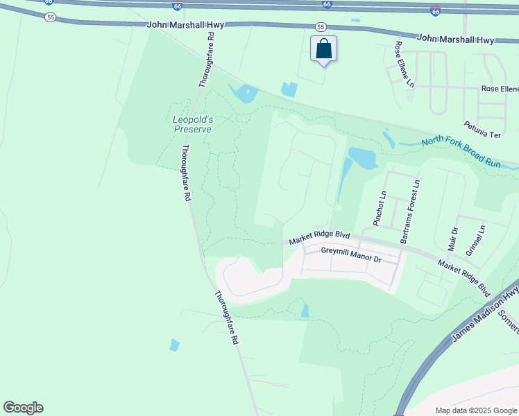 map of restaurants, bars, coffee shops, grocery stores, and more near 16158 Jordan Crest Court in Haymarket