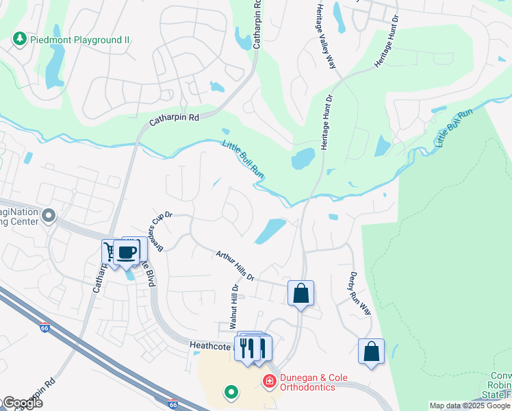 map of restaurants, bars, coffee shops, grocery stores, and more near 13872 Crabtree Way in Gainesville