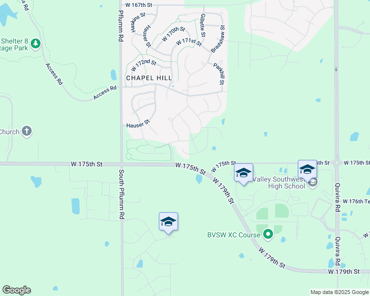 map of restaurants, bars, coffee shops, grocery stores, and more near 17336 Bradshaw Street in Overland Park