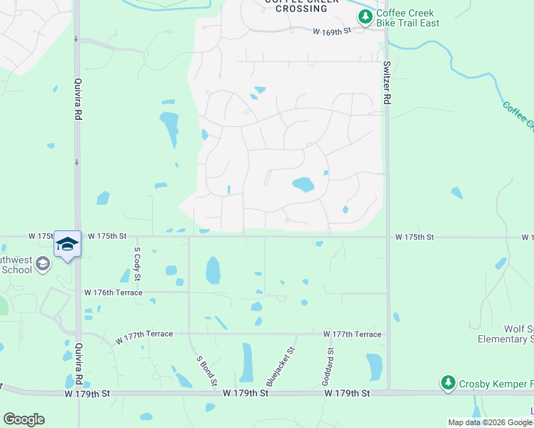 map of restaurants, bars, coffee shops, grocery stores, and more near 10910 West 175th Street in Olathe