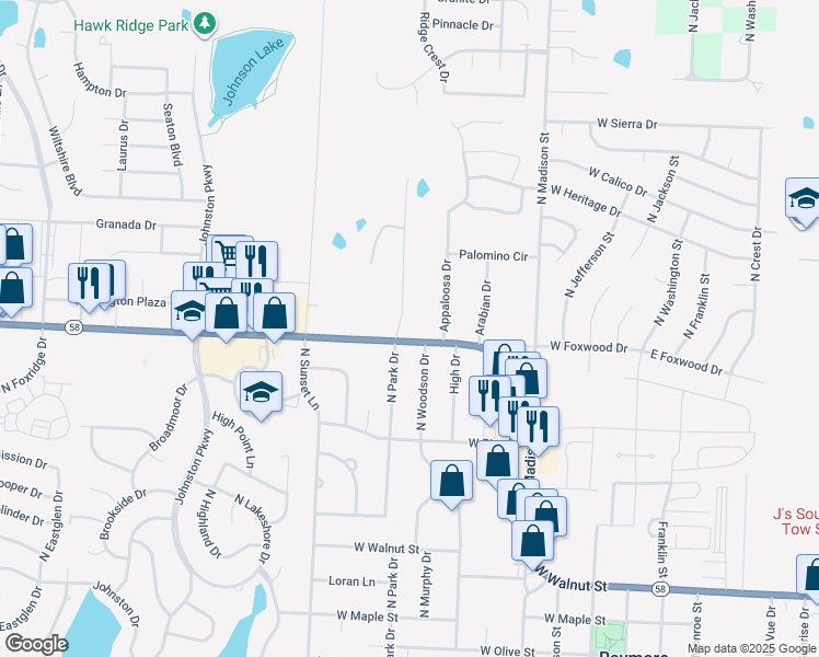 map of restaurants, bars, coffee shops, grocery stores, and more near 403 North Park Drive in Belton