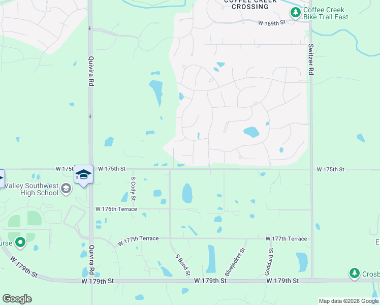 map of restaurants, bars, coffee shops, grocery stores, and more near 11300 West 175th Street in Olathe