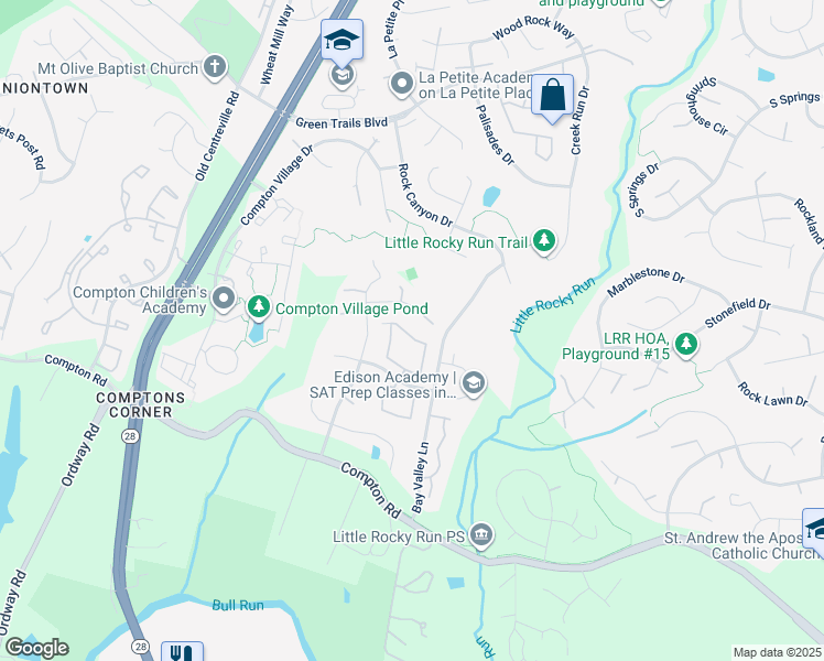 map of restaurants, bars, coffee shops, grocery stores, and more near 6854 Kerrywood Circle in Centreville