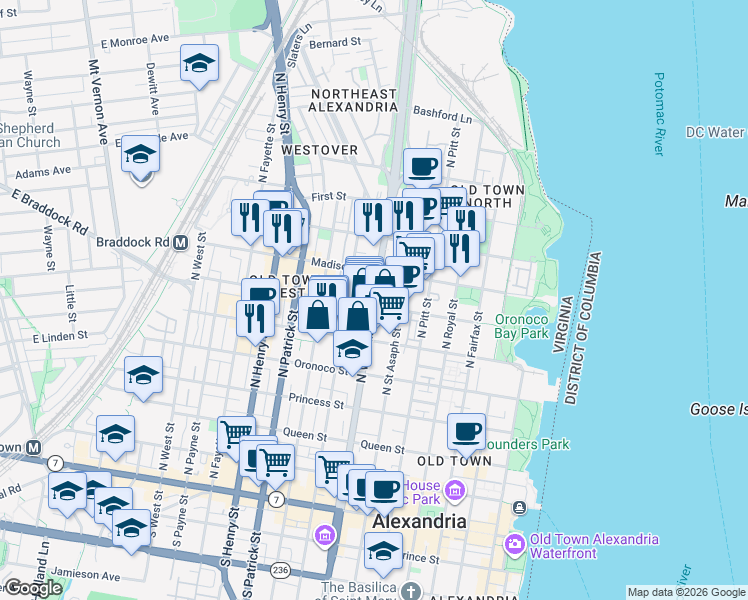 map of restaurants, bars, coffee shops, grocery stores, and more near 101 Independence Avenue Southeast in Washington
