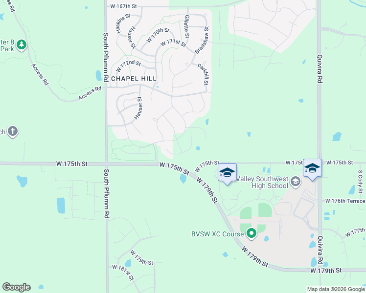 map of restaurants, bars, coffee shops, grocery stores, and more near 12989 West 175th Street in Overland Park