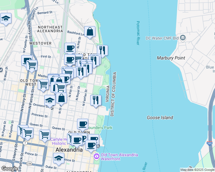 map of restaurants, bars, coffee shops, grocery stores, and more near in 