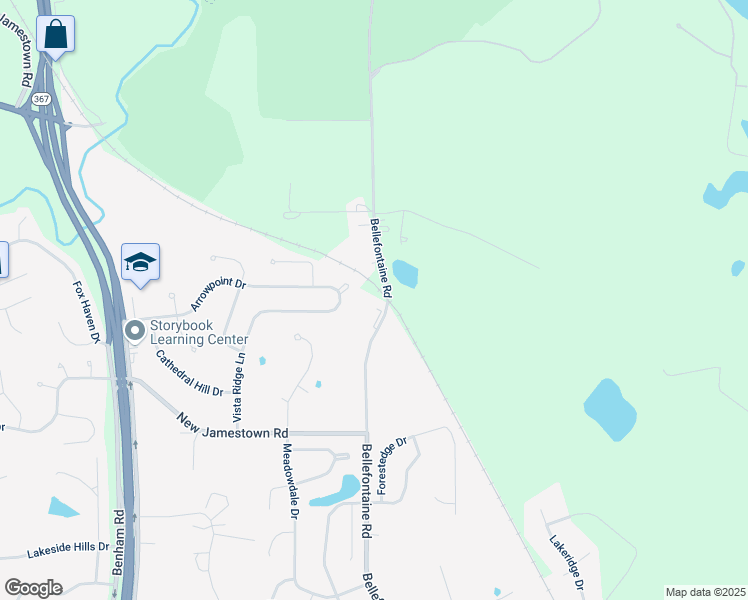 map of restaurants, bars, coffee shops, grocery stores, and more near 12839 Bellefontaine Road in St. Louis