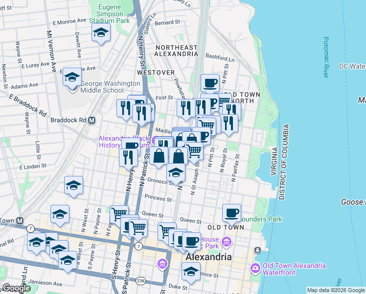 map of restaurants, bars, coffee shops, grocery stores, and more near 101 Independence Avenue Southeast in Washington
