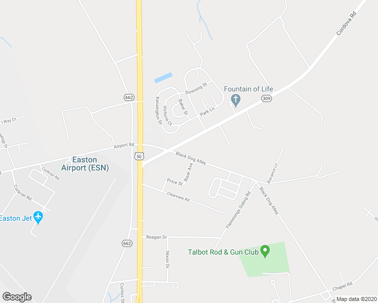 map of restaurants, bars, coffee shops, grocery stores, and more near 9571 Black Dog Alley in Easton