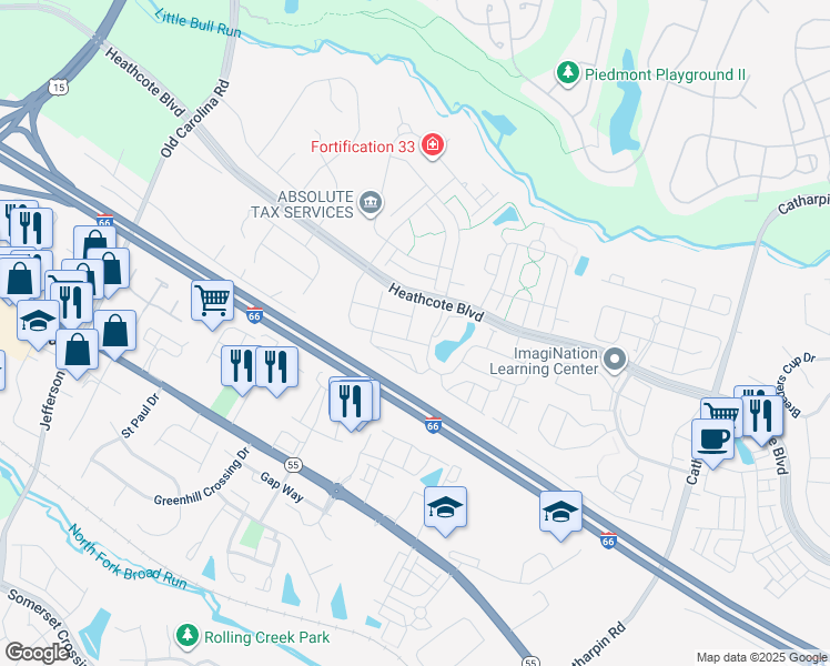 map of restaurants, bars, coffee shops, grocery stores, and more near 6721 Ainsworth Street in Gainesville