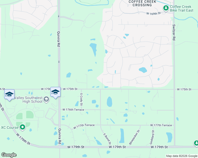 map of restaurants, bars, coffee shops, grocery stores, and more near 11300 West 175th Street in Olathe