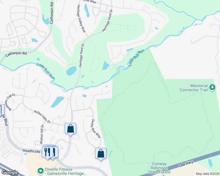 map of restaurants, bars, coffee shops, grocery stores, and more near 13490 Ryton Ridge Lane in Gainesville
