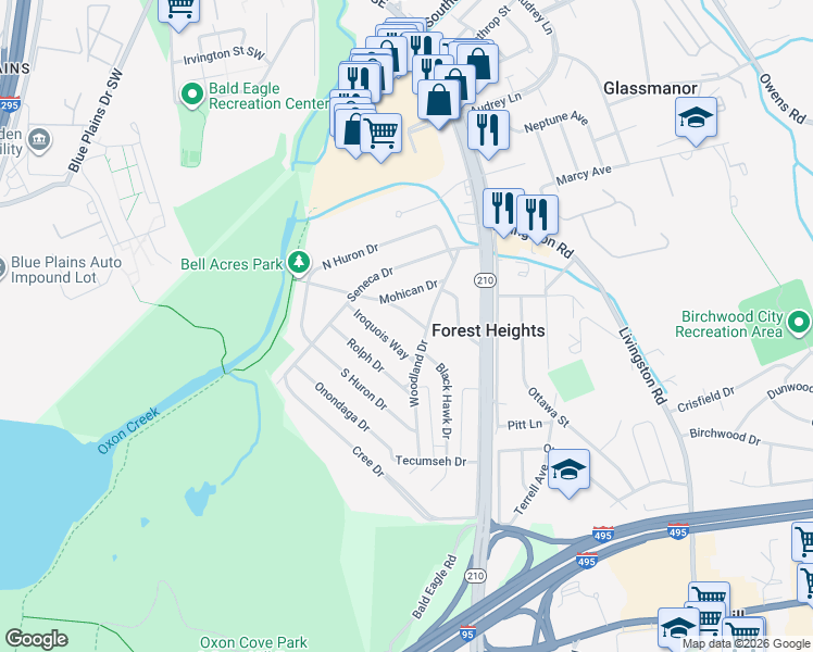 map of restaurants, bars, coffee shops, grocery stores, and more near 101 Independence Avenue Southeast in Washington