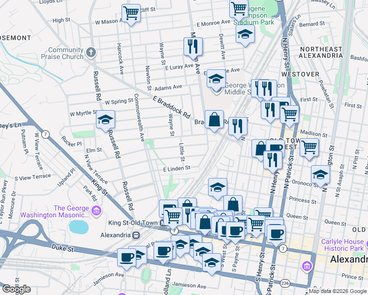 map of restaurants, bars, coffee shops, grocery stores, and more near 101 Independence Avenue Southeast in Washington