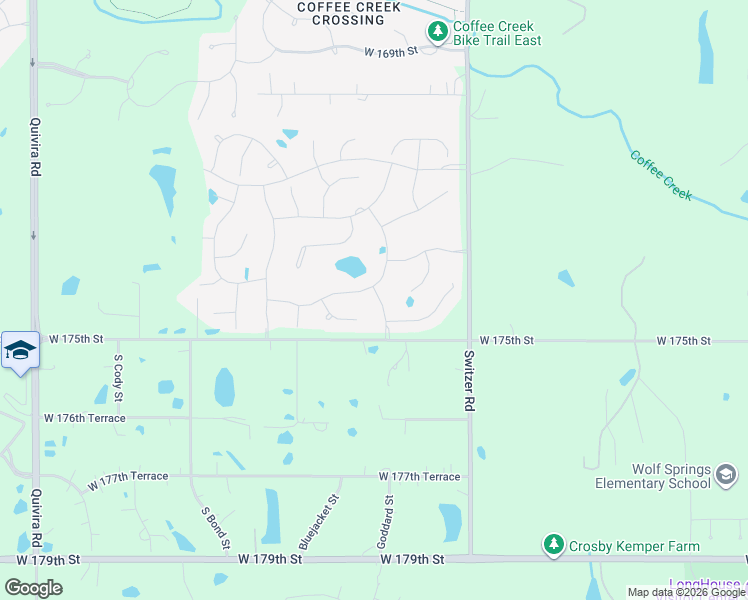 map of restaurants, bars, coffee shops, grocery stores, and more near 17332 Stearns Street in Overland Park