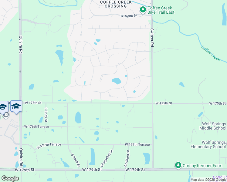 map of restaurants, bars, coffee shops, grocery stores, and more near 10606 West 173rd Terrace in Overland Park